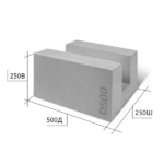 Блок D500 B2,5 F100 500х250х250 газобетонный U-образный — изображение 2